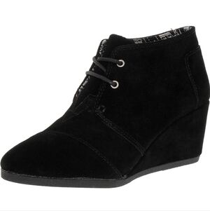Toms Women Comfort Desert Suede Ankle Wedge Booties Lace up shoes sz 9.5